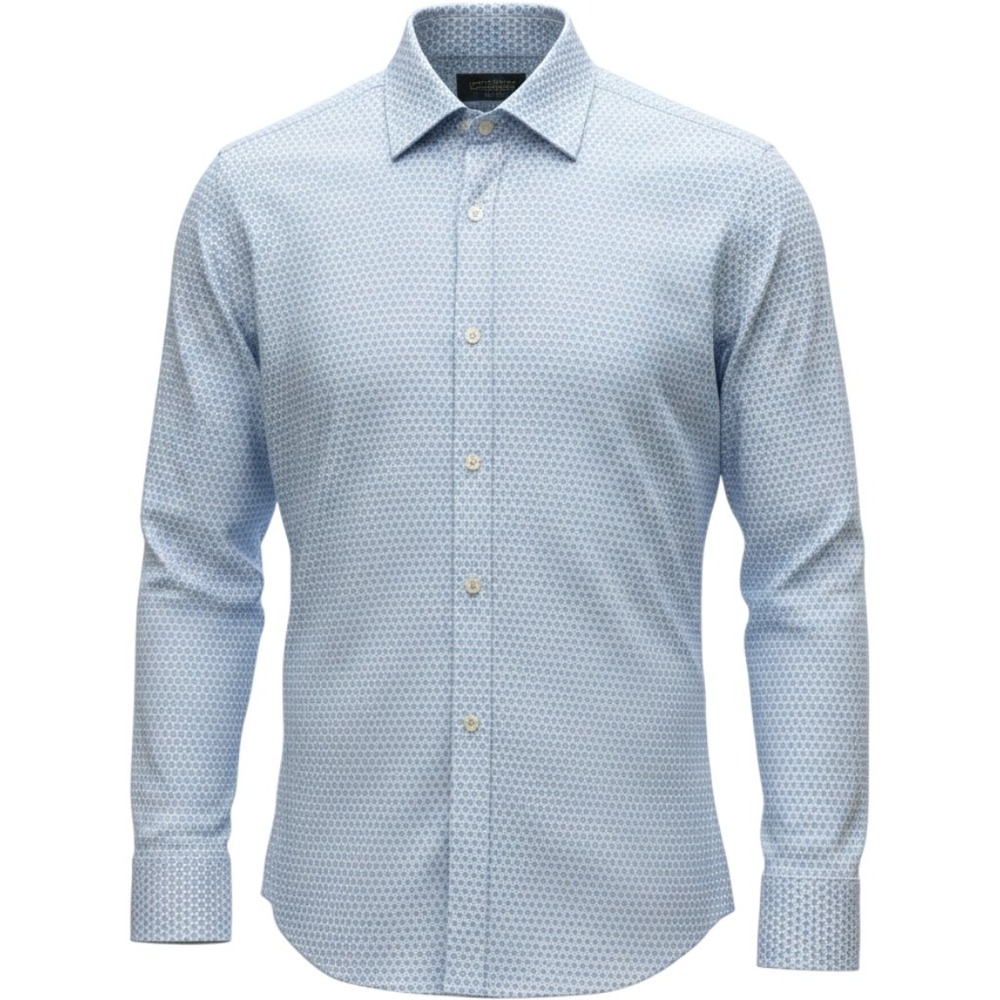 Charles Tyrwhitt Button Down‎ Shirt XL Blue Geometric Slim Fit Non-Iron